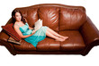Reading on the couch: With Clipping Path