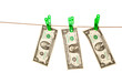 Dollar bills pinned to a clothesline Dollar bills pinned to a clothesline