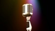 microphone on the stage under colorful lights with time loop