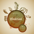 children's fairy tale design element with vintage animals