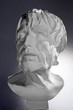 Sculpture head of man (black-and-white), color background