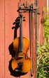 Fiddle on a barn door