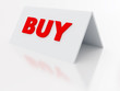 sign buy on a light plastic tablet on white
