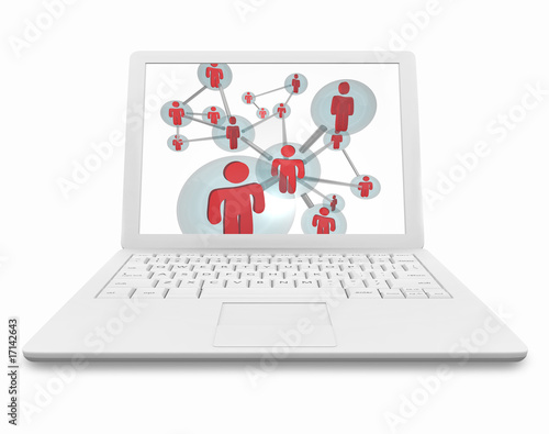 Illustration: Social Network on White Laptop Computer Social Network on White Laptop Computer