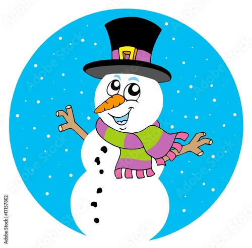 Zoom Not Available: Vector images scale to any size. Cartoon snowman