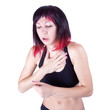 expressive portrait of woman who has chest pain