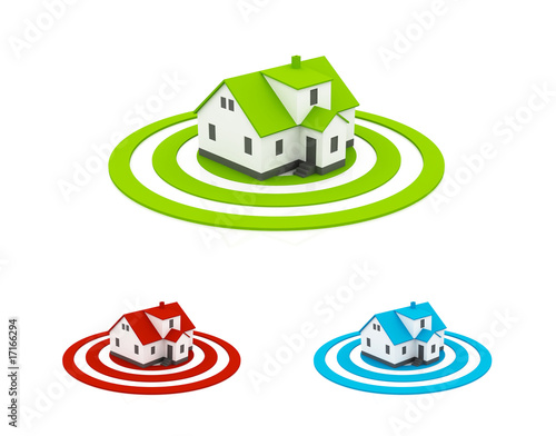 Illustration: illustration of a house in the center of a target illustration of a house in the center of a target