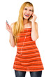Caucasian woman listening MP3 Caucasian woman listening MP3