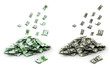 Falling Money dollar and euro