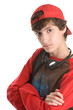 Teenage boy with arms crossed