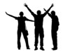 silhouettes of happy people over white