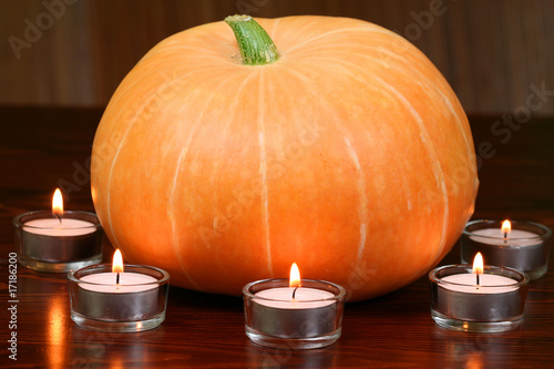 Photo: Pumpkin in light of candles Pumpkin in light of candles