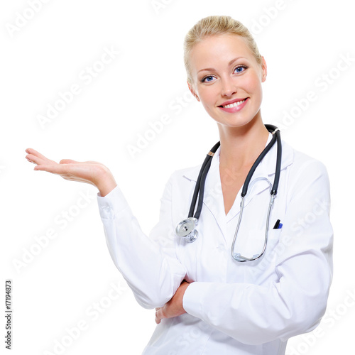 Photo: successful female doctor holding something successful female doctor holding something