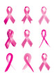 Set of 9 Pink breast cancer awareness ribbons