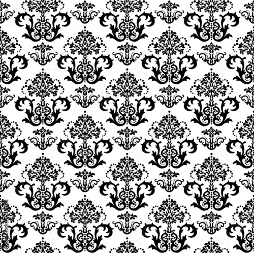 black and white floral wallpaper. Seamless lack and white