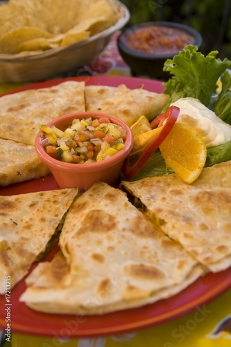 Photo: Chicken Quesedilla with Mango Salso Chicken Quesedilla with Mango Salso