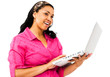 Smiling woman using a laptop