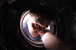 man in wash machine