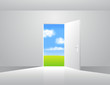 Landscape behind the door. Landscape behind the door.