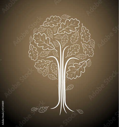 tree silhouette drawing. Vintage abstract tree drawing