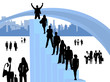 Illustration of business people and city
