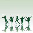 Five children silhouettes