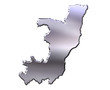 Congo Republic of 3D Silver Map Congo Republic of 3D Silver Map