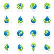 Drops and leaves. Elements for design. Vector illustration.