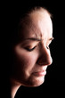 Photo: Depressed female acne sufferer Depressed female acne sufferer