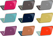 Colored laptop, notebooks icons set, web buttons, emblem