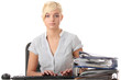 Teen woman working with computer
