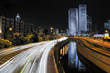 Night view of Azrieli complex and Ayalon Highway in Tel Aviv