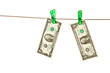 Dollar bills pinned to a clothesline Dollar bills pinned to a clothesline