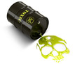 Barrel throwing toxic liquid (skull shaped pool)