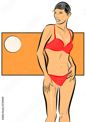 Illustration: femme mince en bikini pose main sur la hanche femme mince en bikini pose main sur la hanche
