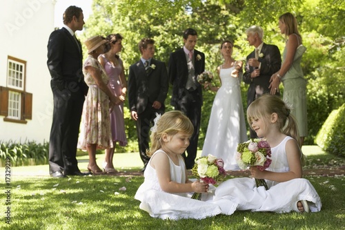Photo: wedding party in garden wedding party in garden