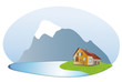 Chalet de montagne au bord d'un lac