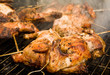 Grill-roasted chickens