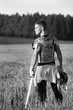 One Roman soldier in field.
