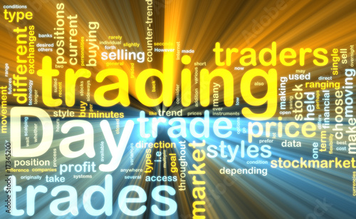 Illustration: Day trading wordcloud glowing Day trading wordcloud glowing