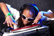 cool afro american DJ in action cool afro american DJ in action