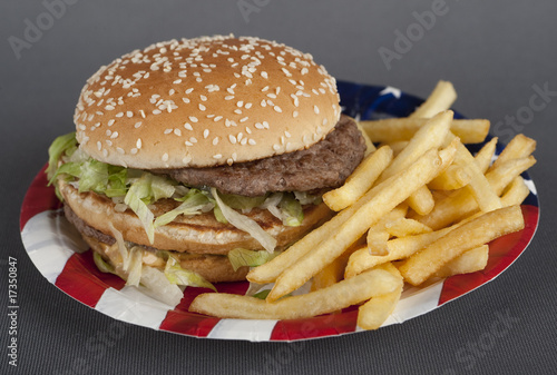 Foto: Hamburger auf Pappteller Amerika Hamburger auf Pappteller Amerika