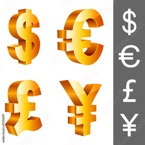 currency symbols of different countries. Vector currency symbols