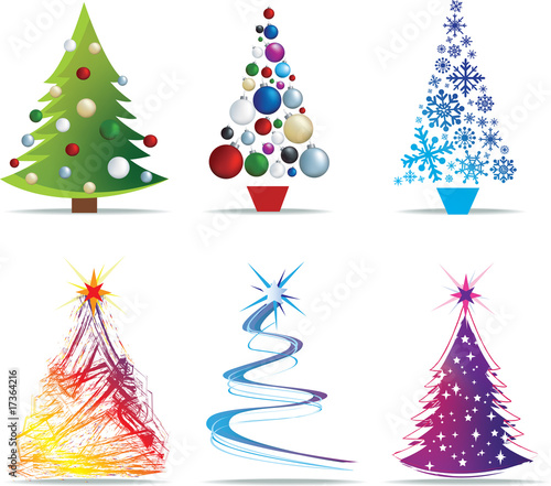 christmas tree modern illustrations