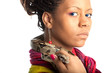 young woman with python