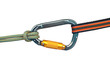 carabiner and two ropes