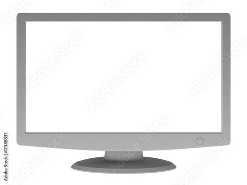 blank white background image. Monitor with lank screen