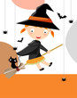 Halloween card with little witch Halloween card with little witch