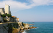 Seascape view on old Antibes quay in Cote de Azur