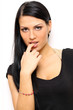 Closeup portrait of a funny woman standing indoors